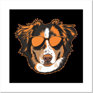 Miniature American Shepherd Orange Neon Vibes Posters and Art